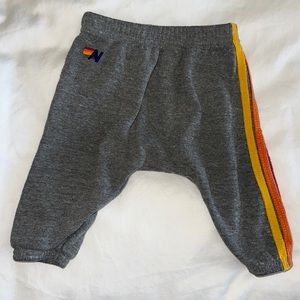 Aviator Nation Kids Gray Sweatpants with Yellow & Orange Stripe